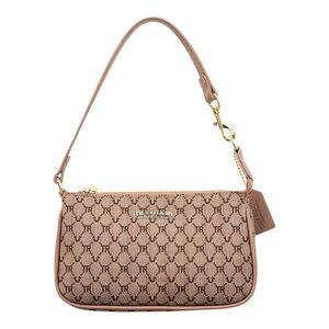 True Religion Beige Monogram Shoulder Bag with Gold Hardware